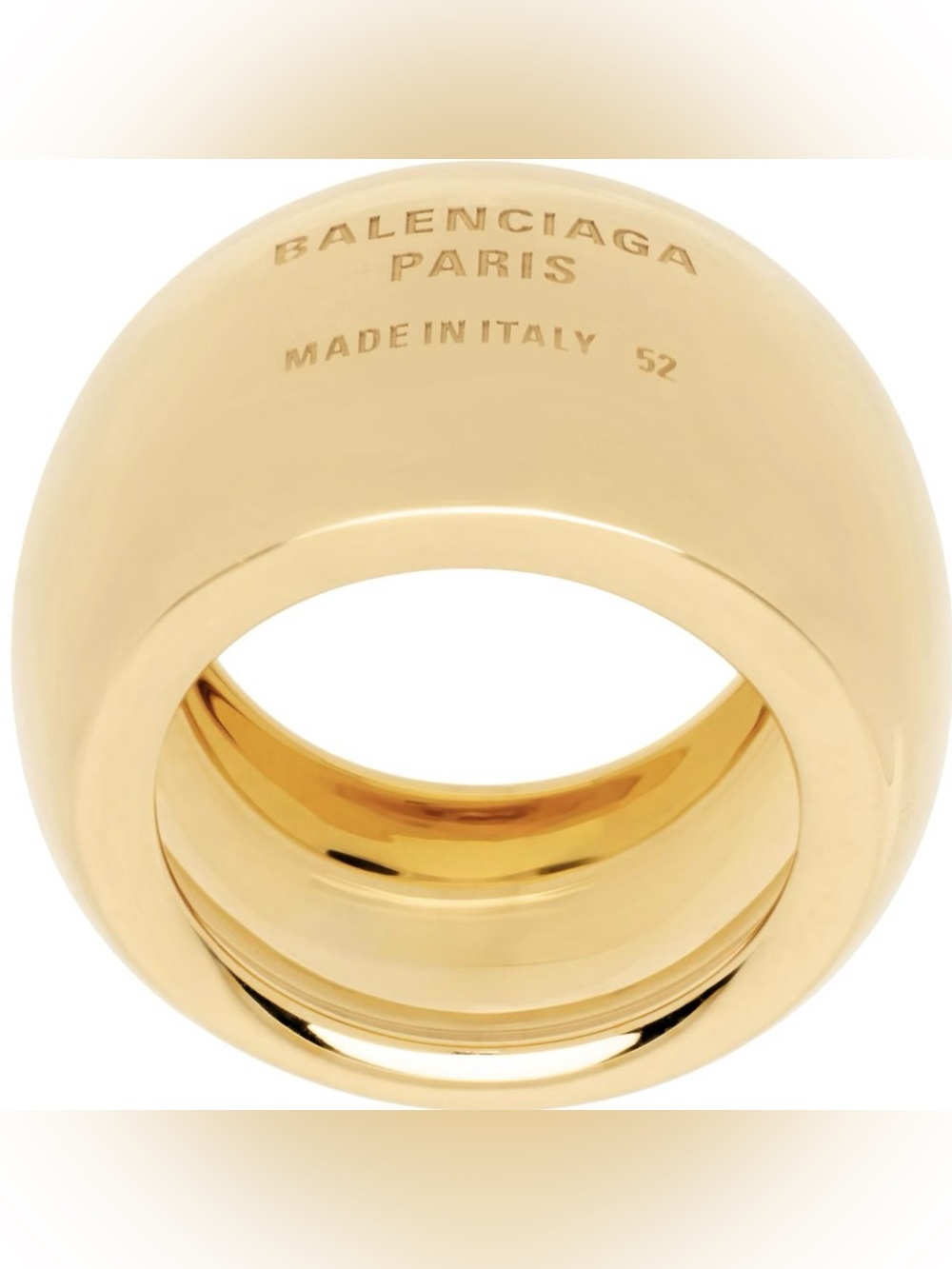Balenciaga Gold Polished Dome Ring - Women's Designer Band